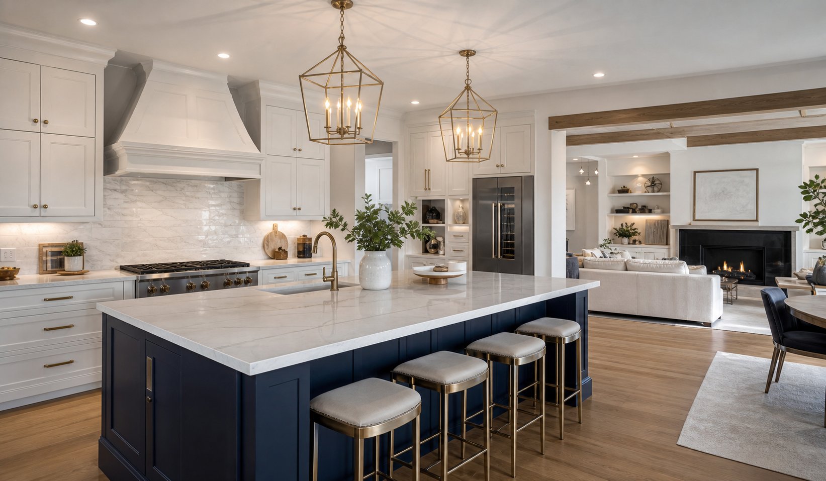Premium remodeled kitchen and living room interior